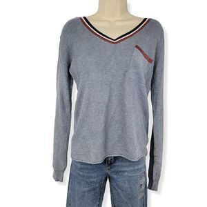 Hippie Rose Blue V-neck sweater with pocket Small Junior